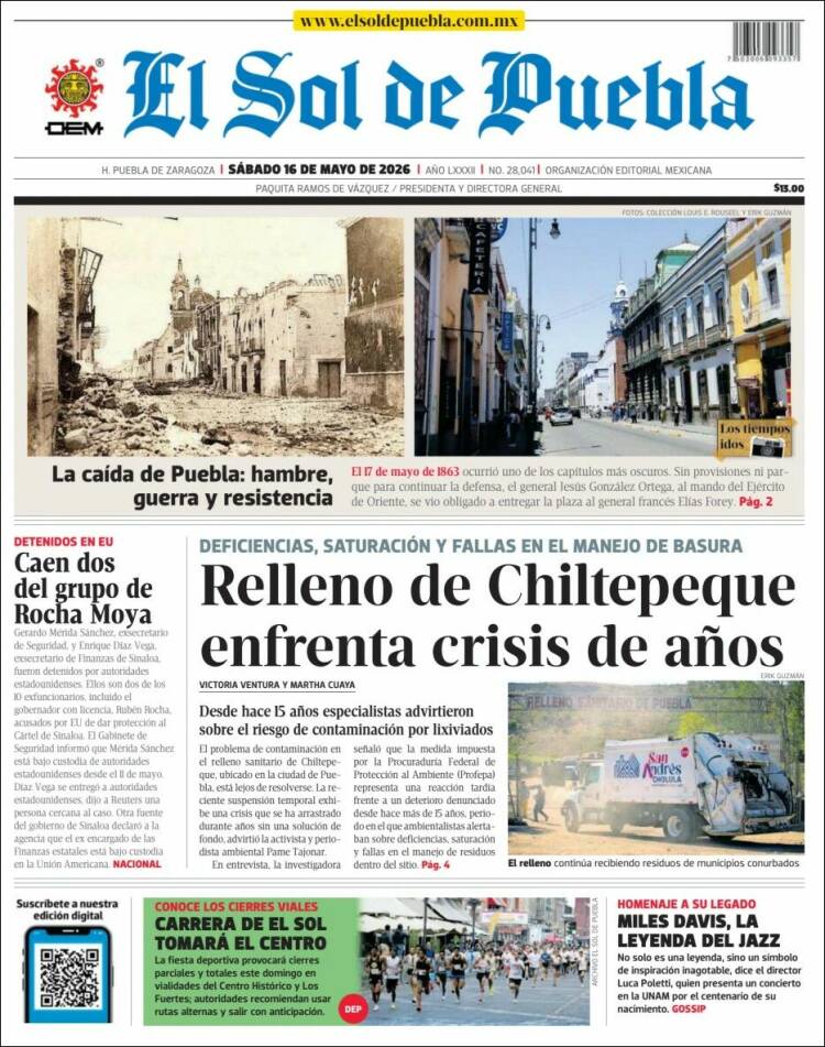 Portada de El Sol de Puebla (Mexico)