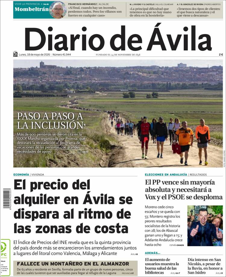 Portada de Diario de Ávila (España)