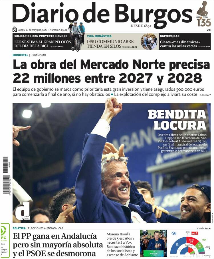 Portada de Diario de Burgos (España)