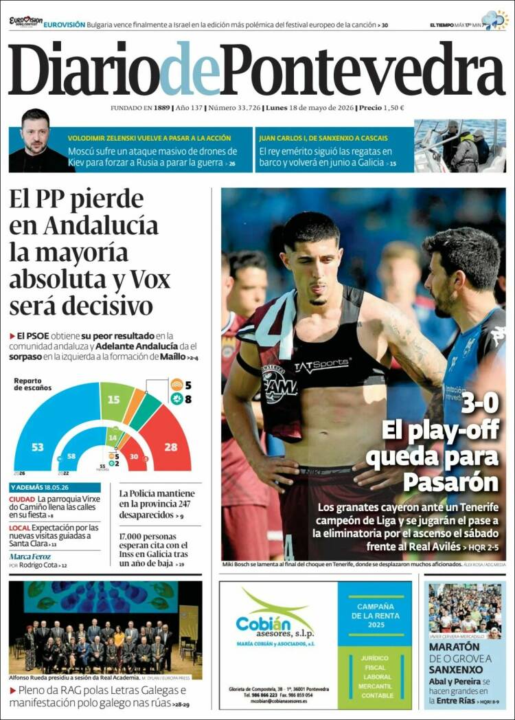 Portada de Diario de Pontevedra (España)