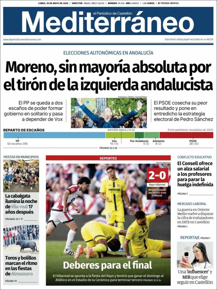 Portada de El Periódico Mediterraneo (España)