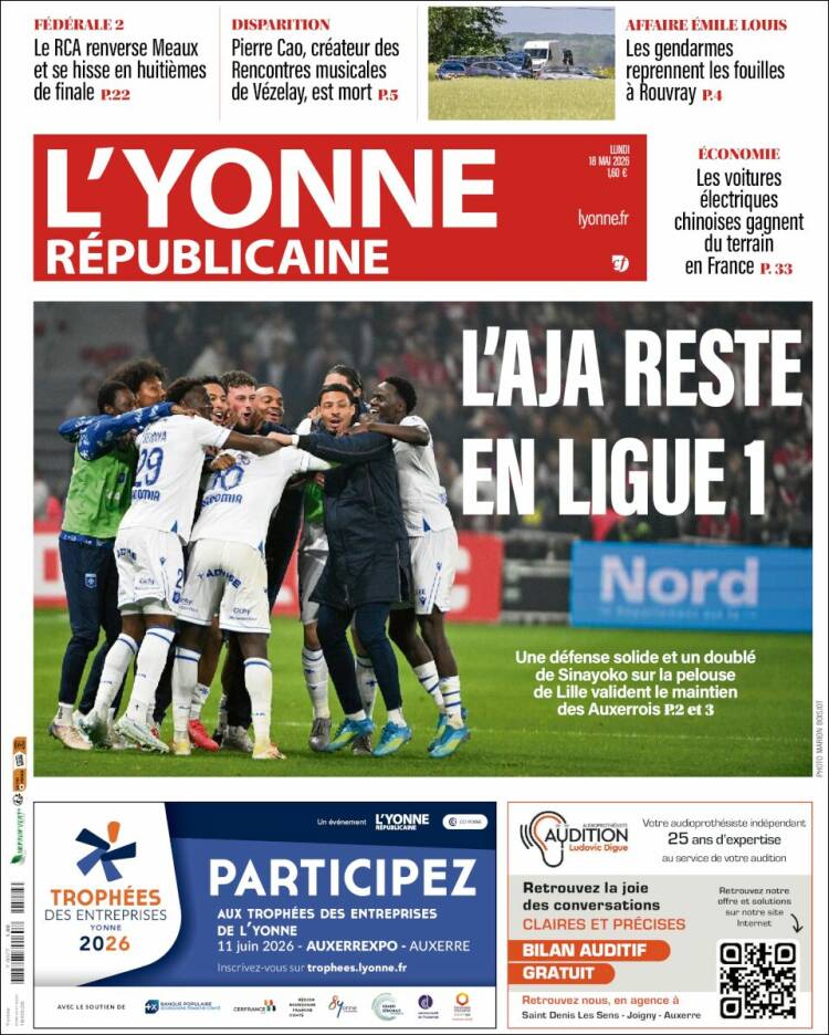 Portada de L'Yonne-Républicaine (Francia)