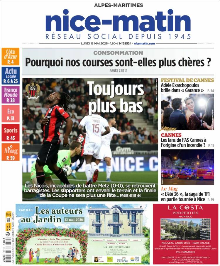 Portada de Nice-Matin (Francia)