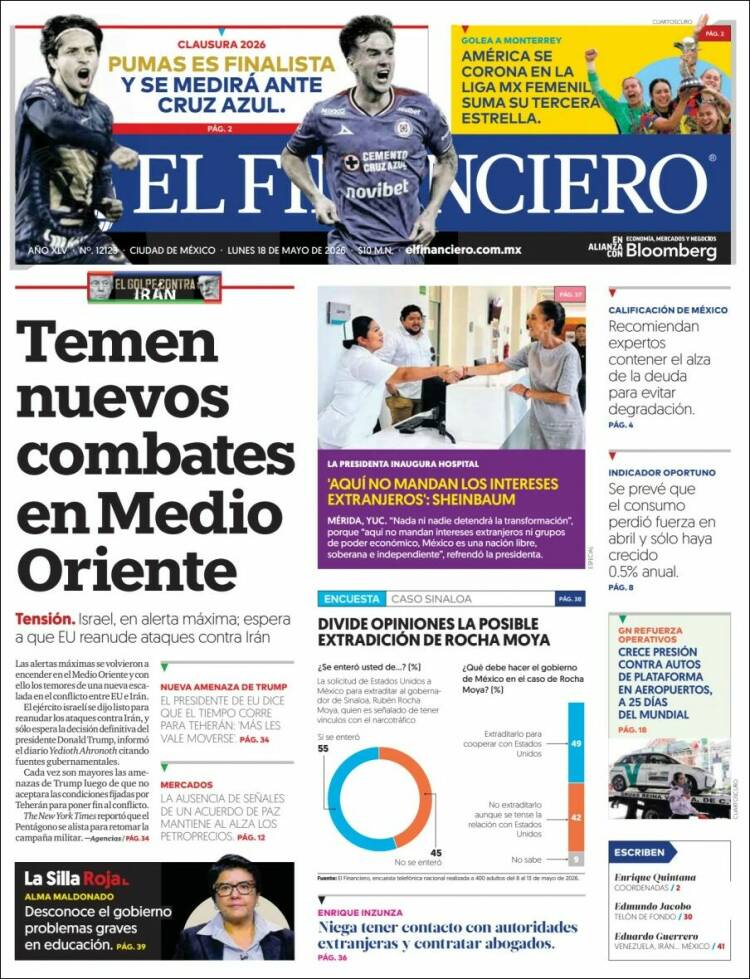 Portada de El Financiero (México)