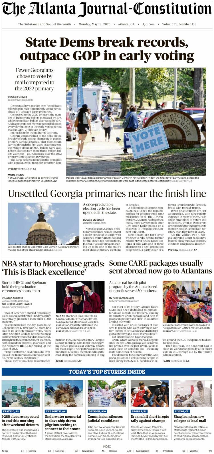 Portada de The Atlanta Journal-Constitution (USA)
