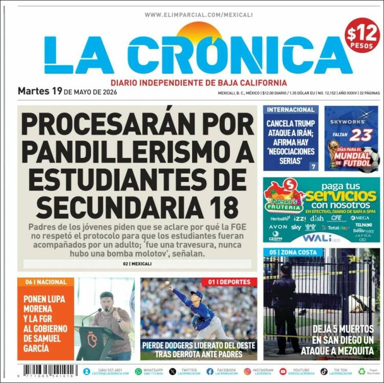 Portada de La Crónica de Baja California (México)