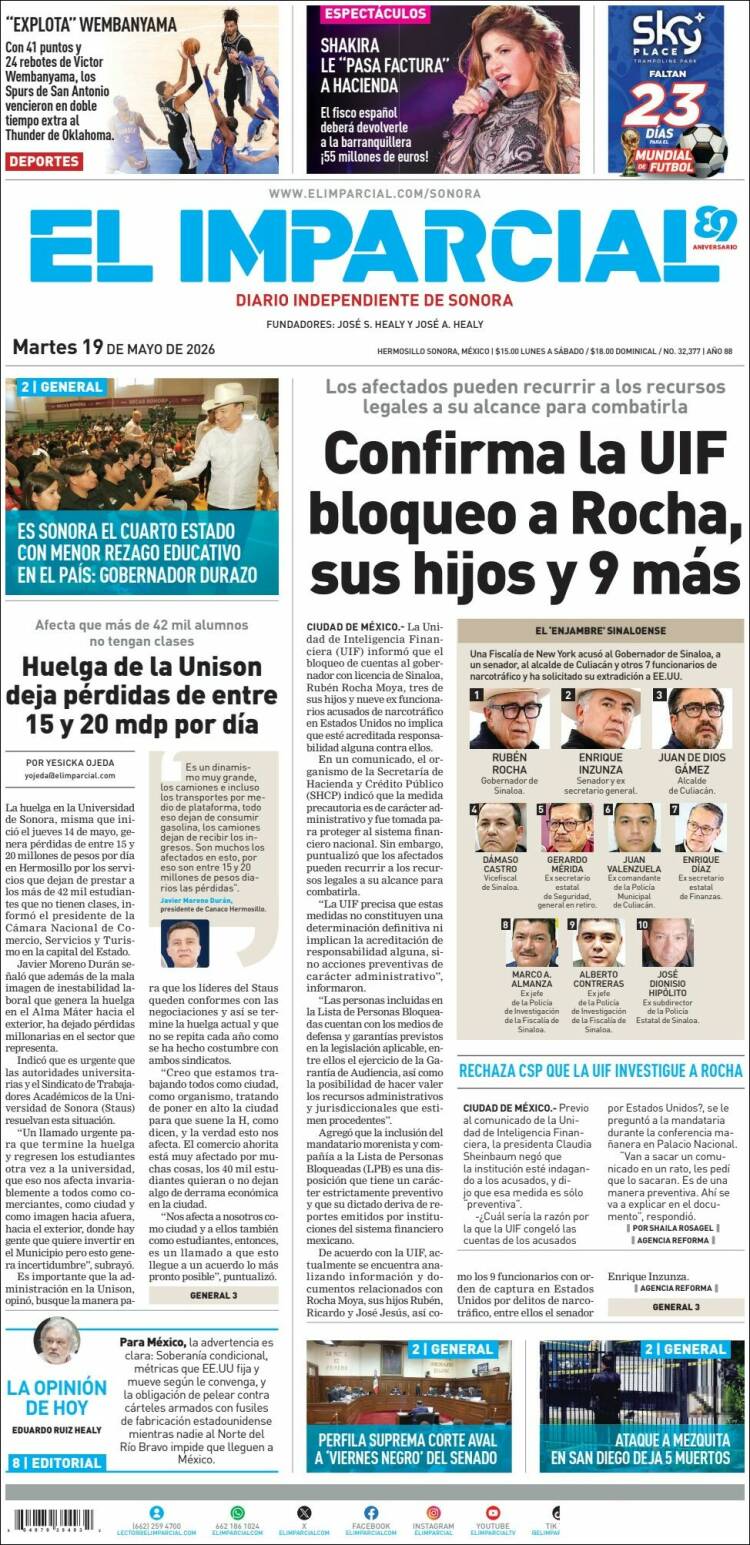 Portada de El Imparcial (México)