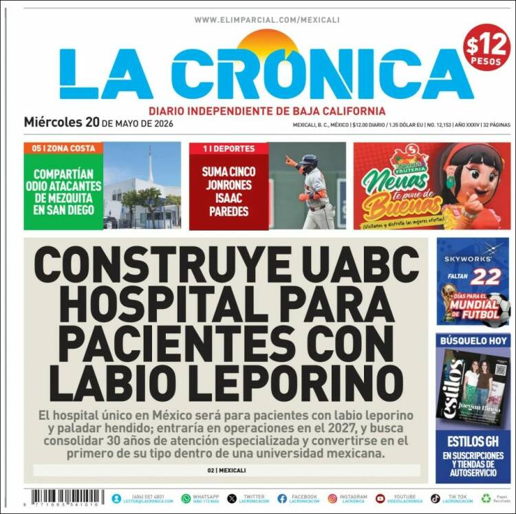 Portada de La Crónica de Baja California (México)