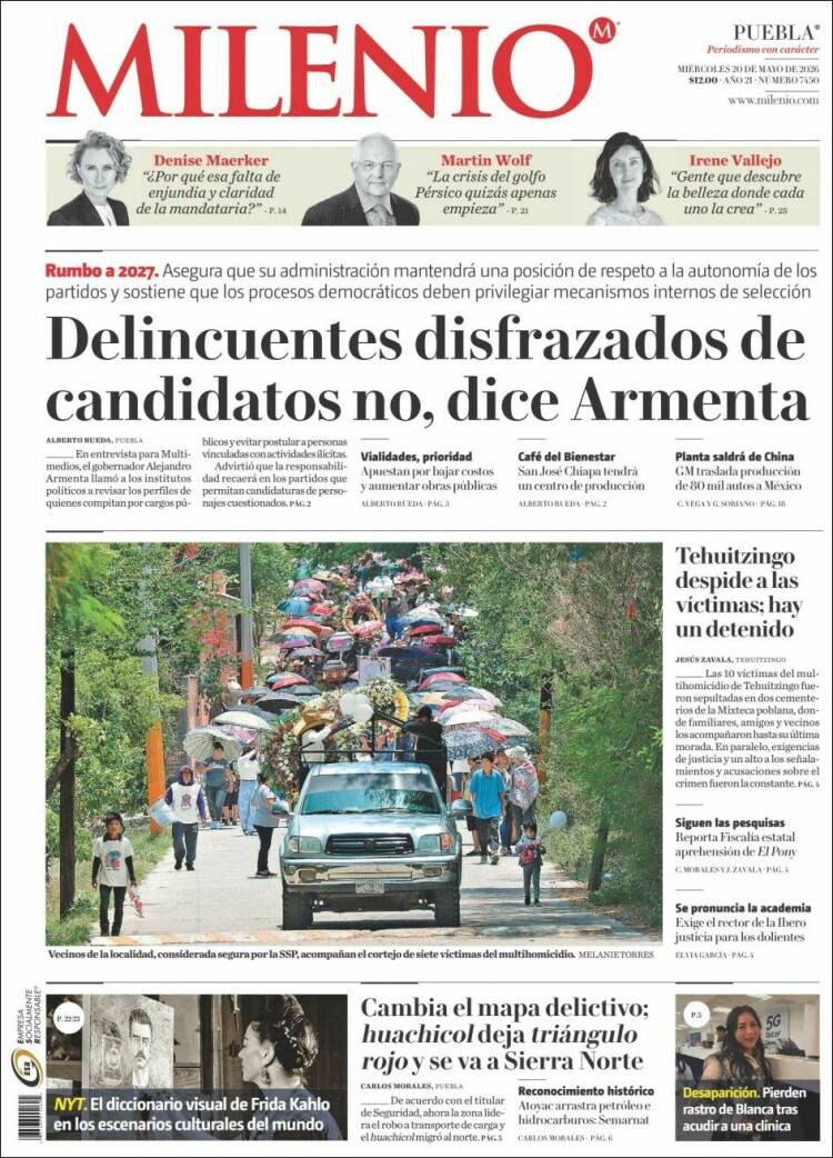 Portada de Milenio de Puebla (México)
