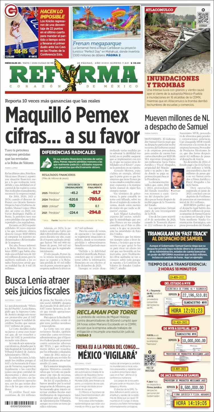 Portada de Reforma (México)