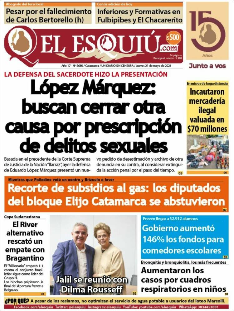 Portada de El Esquiu (Argentina)