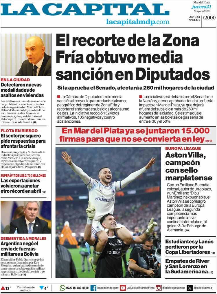 Portada de Diario La Capital - Mar del Plata (Argentina)