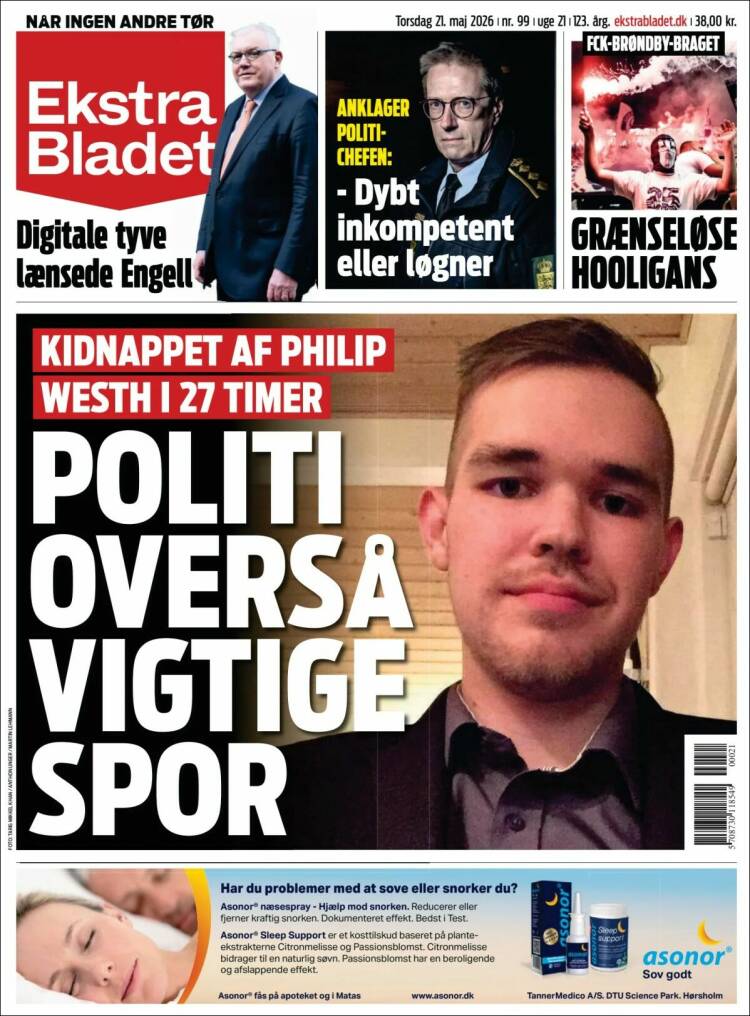 Portada de Ekstra Bladet (Dinamarca)