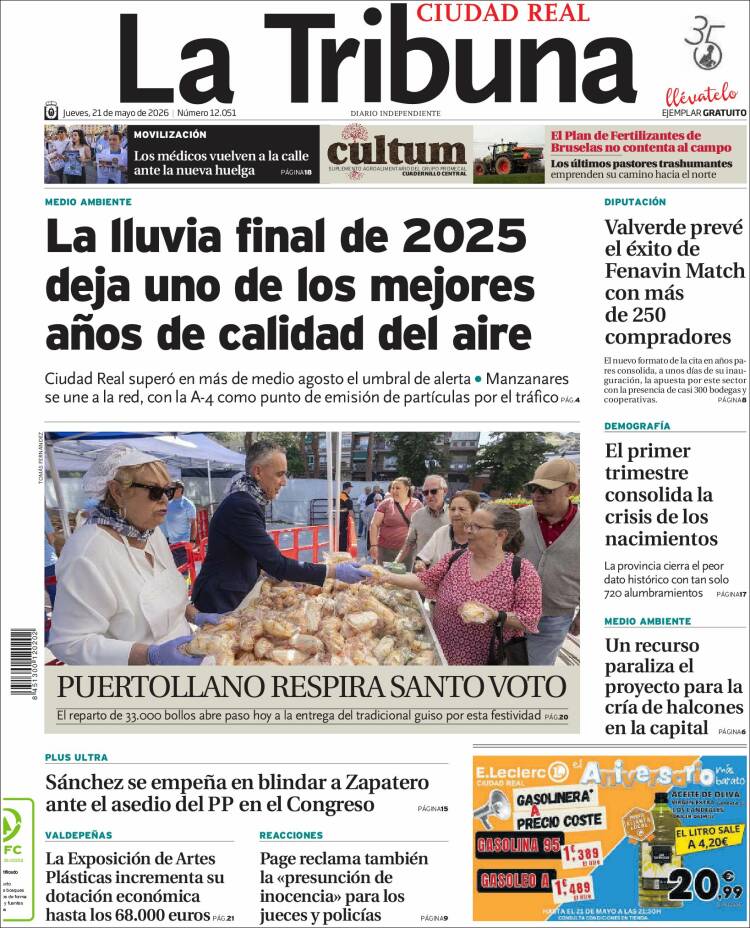 Portada de La Tribuna de Ciudad Real (España)