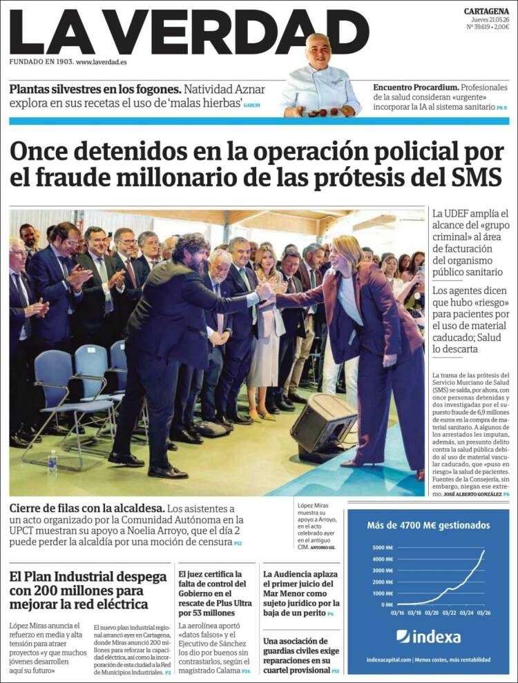 Portada de La Verdad de Cartagena (España)
