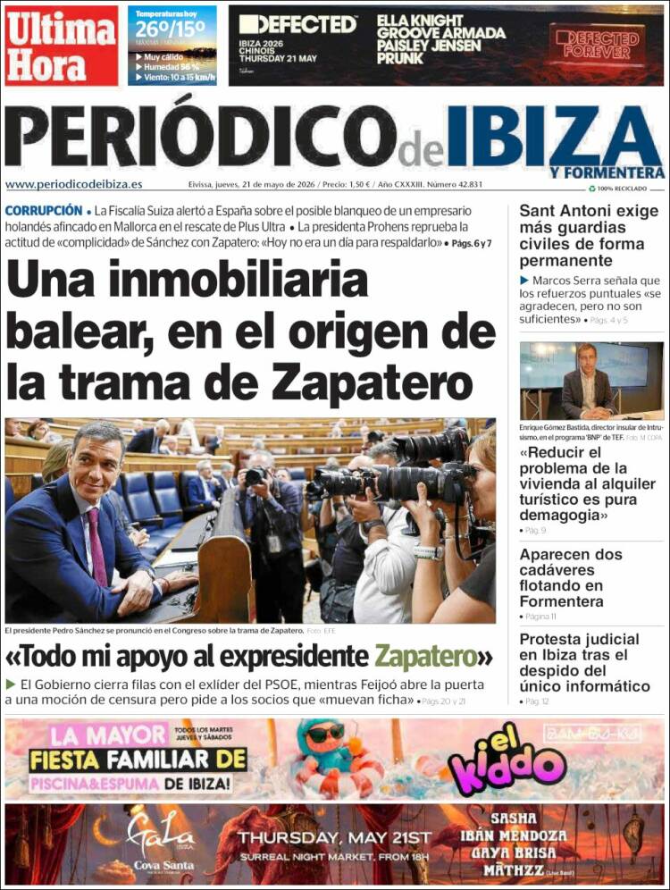 Portada de Periódico de Ibiza (España)