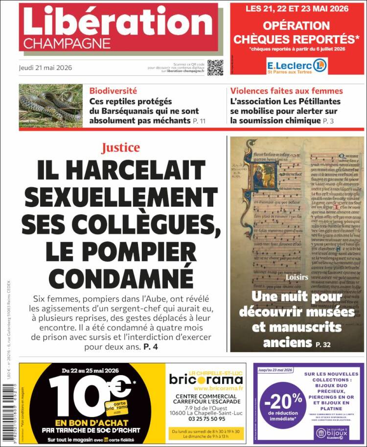 Portada de Libération Champagne (Francia)