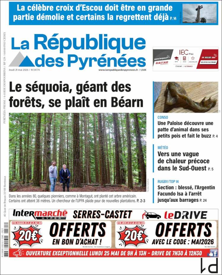 Portada de La République des Pyrénées (Francia)
