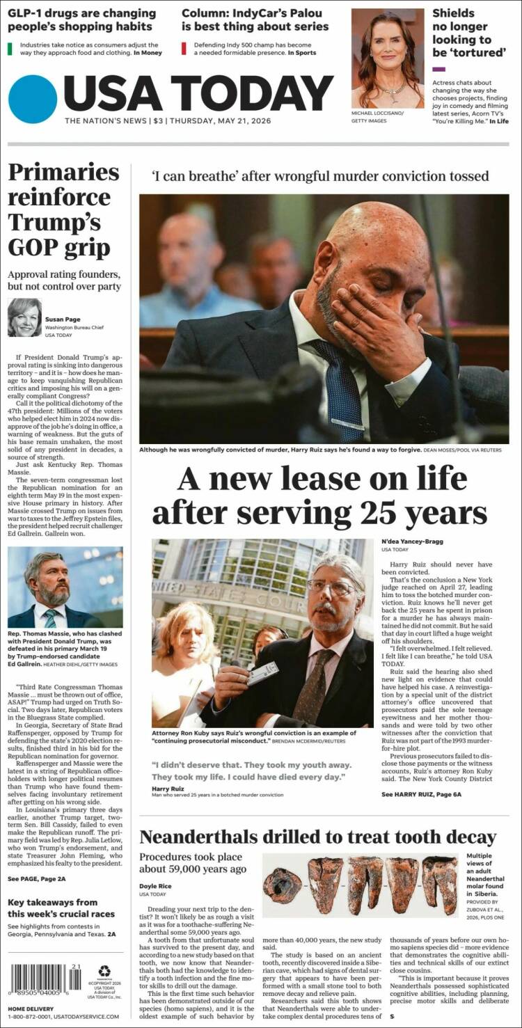 Portada de USA Today (USA)
