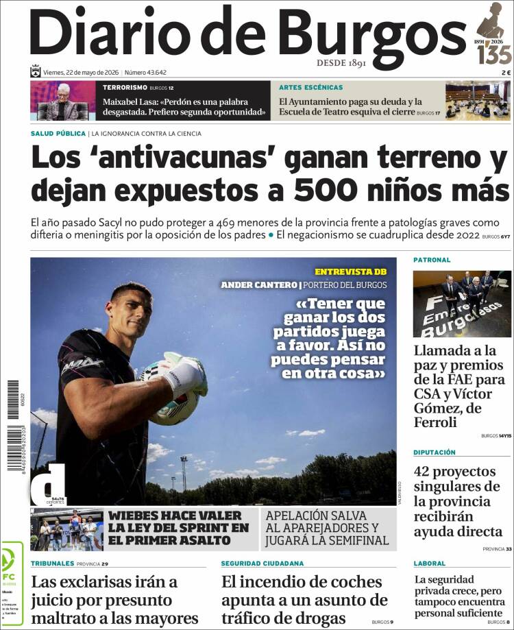 Portada de Diario de Burgos (España)