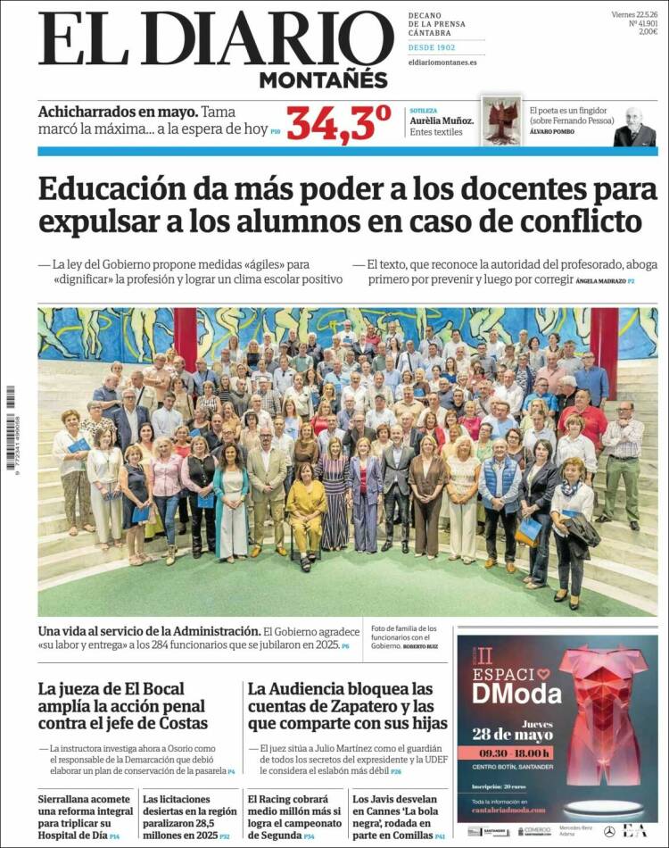 Portada de El Diario Montañés (España)