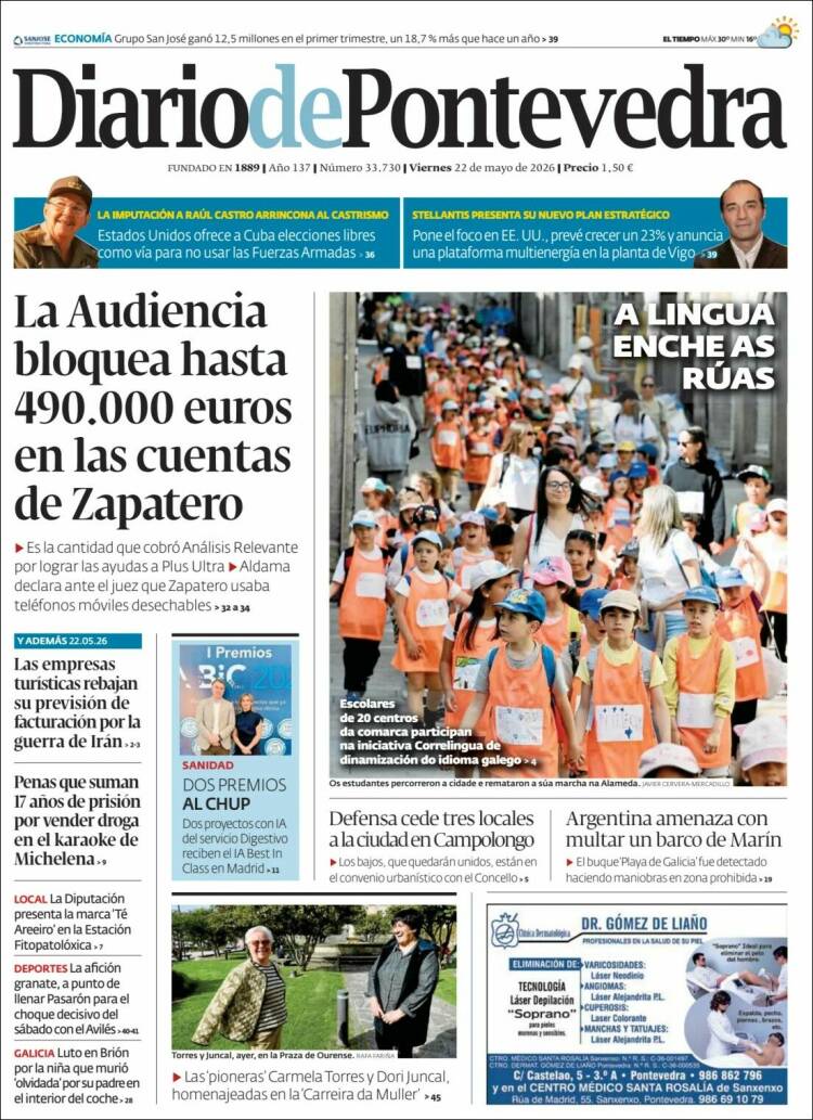 Portada de Diario de Pontevedra (España)