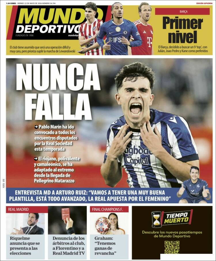 Portada de Mundo Deportivo Gipuzkoa (España)