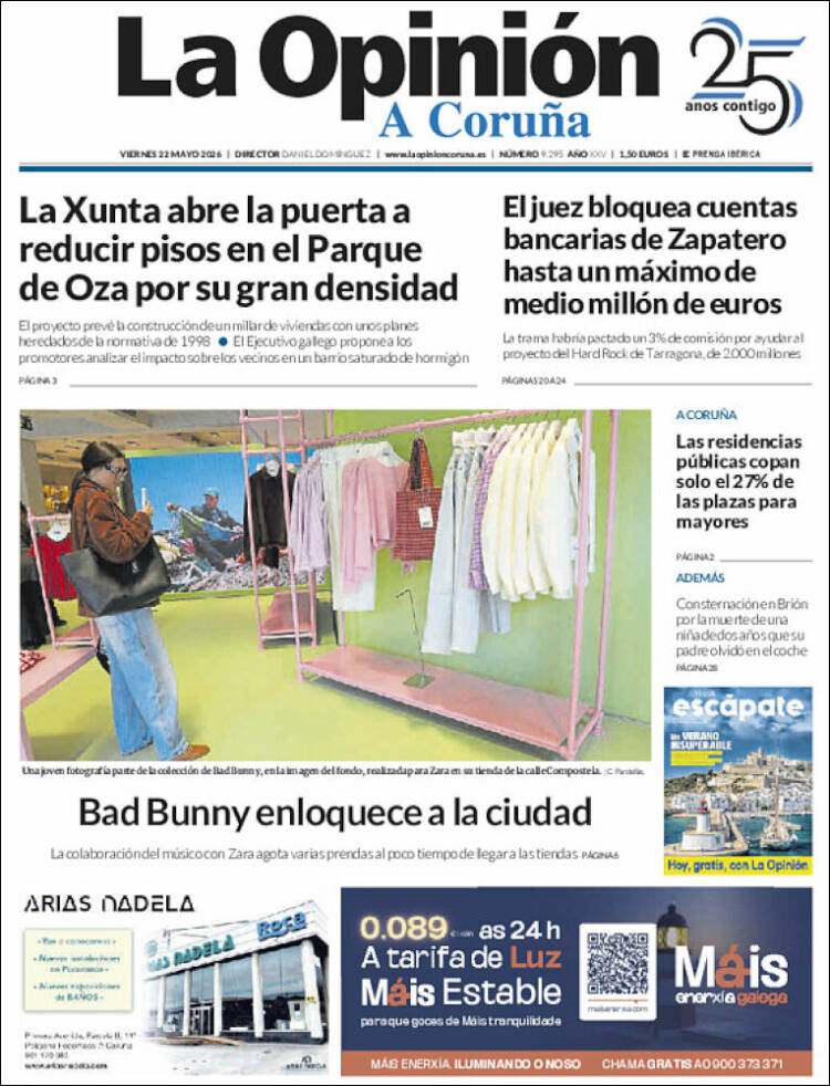 Portada de La Opinión de A Coruña (España)
