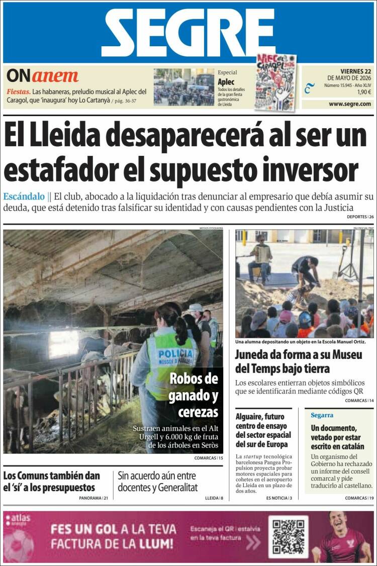 Portada de Segre (España)