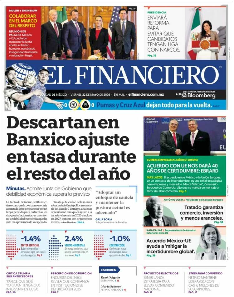 Portada de El Financiero (México)