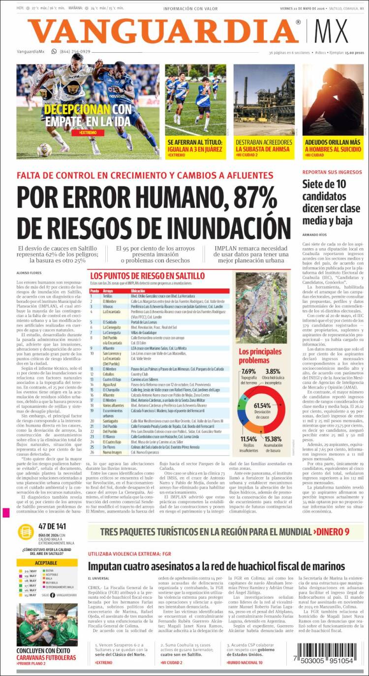 Portada de Vanguardia (México)