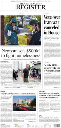 Portada de The Orange County Register (USA)