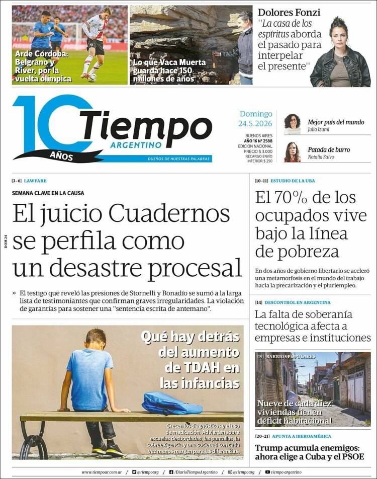 Portada de Tiempo Argentino (Argentina)