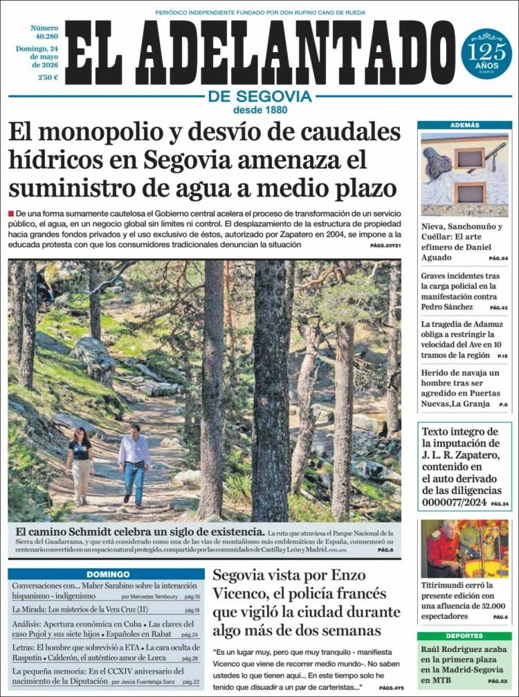 Portada de El Adelantado de Segovia (España)