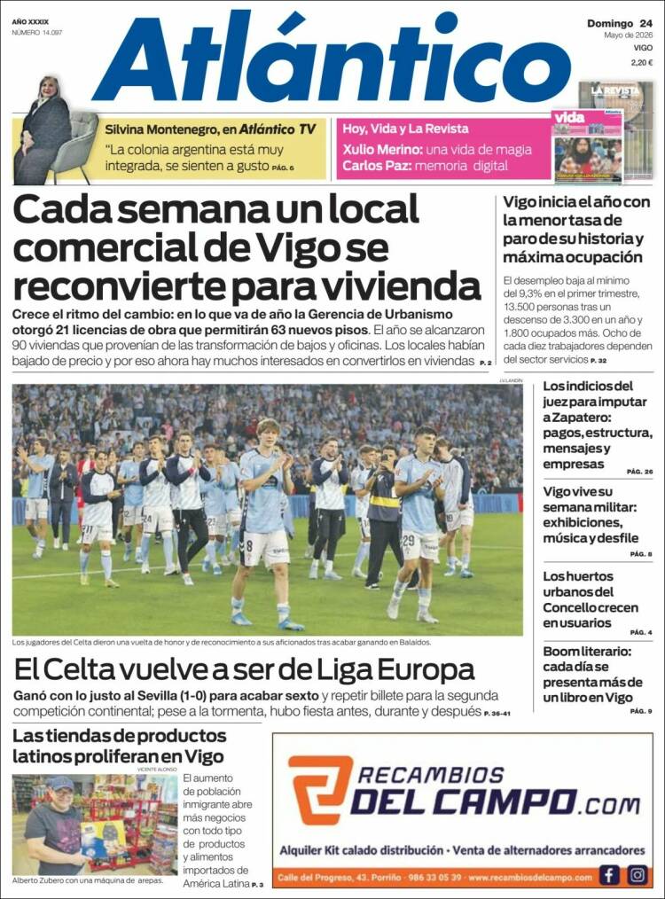 Portada de Atlántico Diario (España)