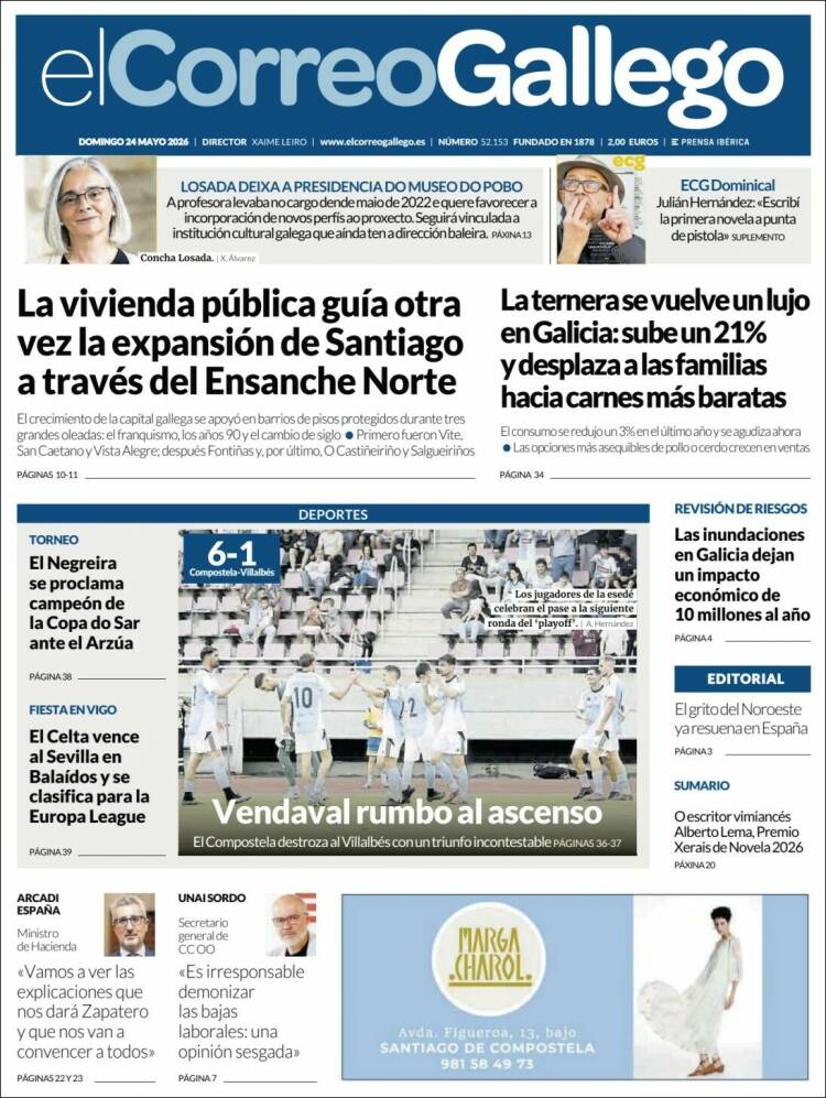 Portada de El Correo Gallego (España)