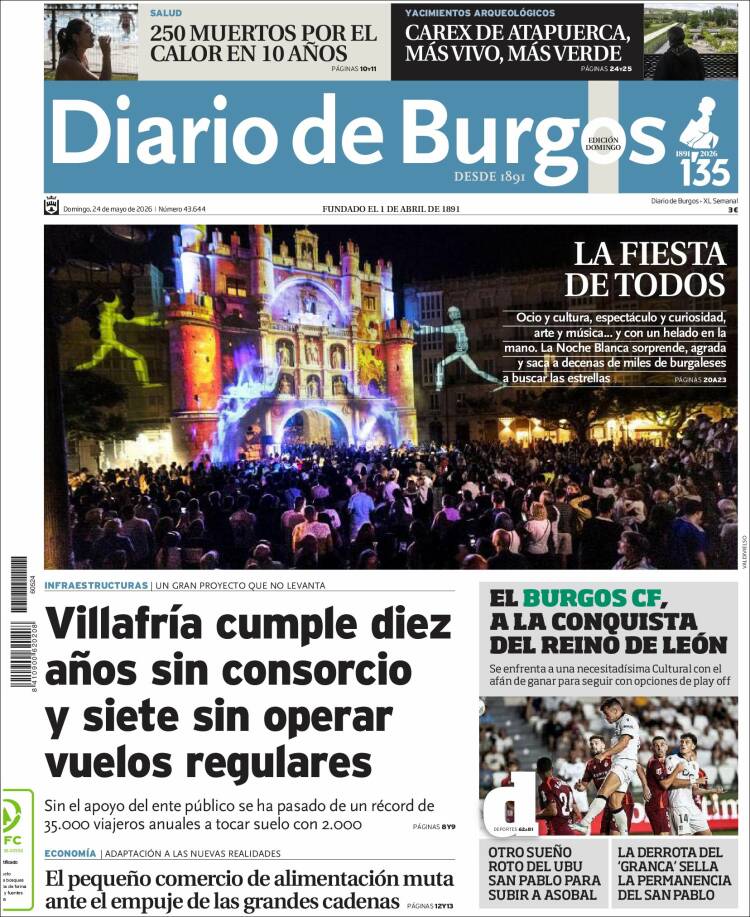 Portada de Diario de Burgos (España)