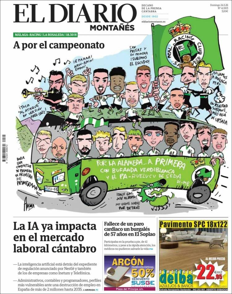 Portada de El Diario Montañés (España)
