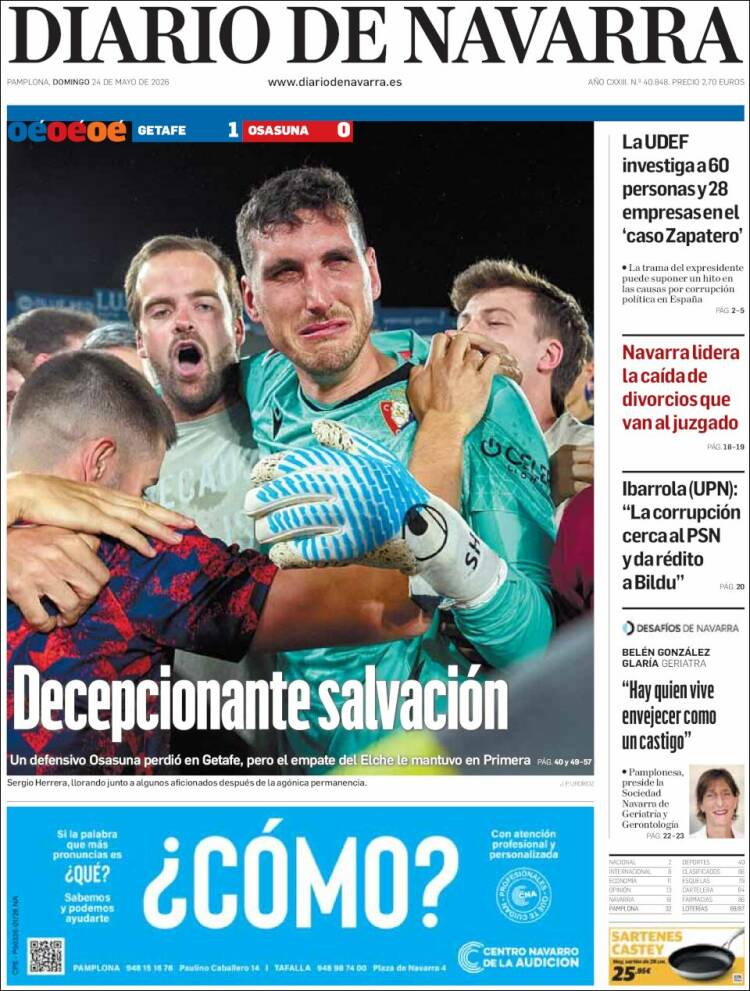 Portada de Diario de Navarra (España)