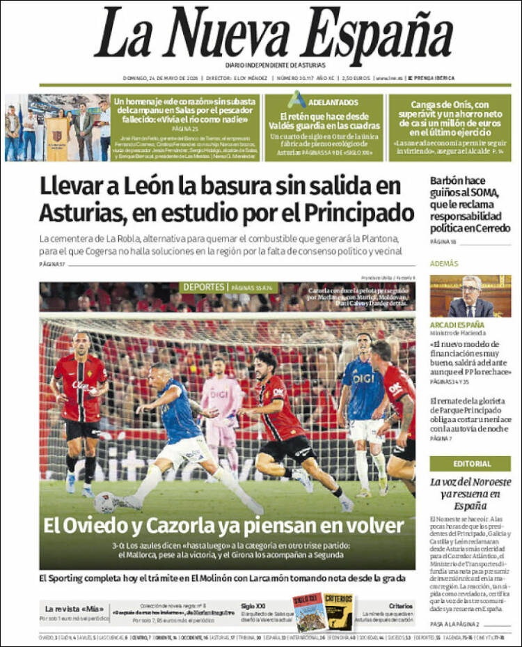 Portada de La Nueva España (España)