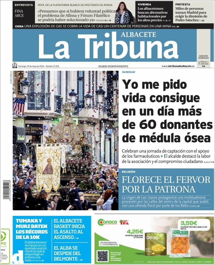 Portada de La Tribuna de Albacete (España)