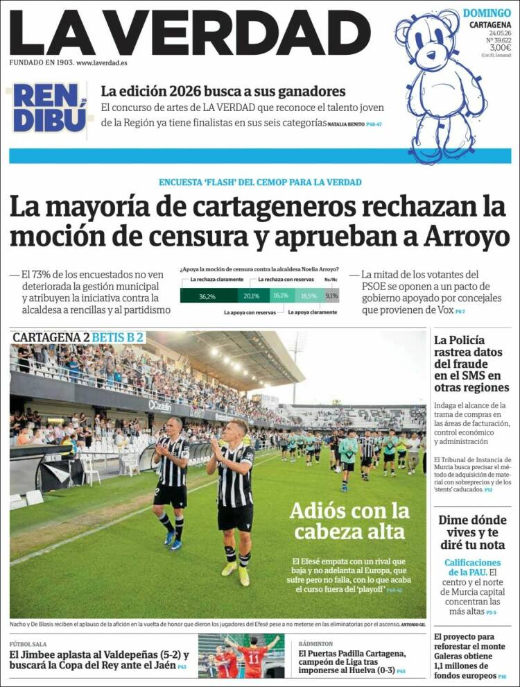 Portada de La Verdad de Cartagena (España)