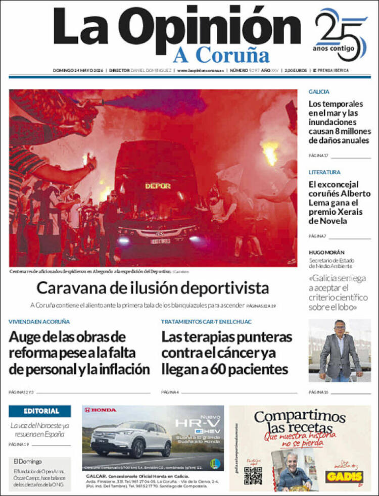 Portada de La Opinión de A Coruña (España)