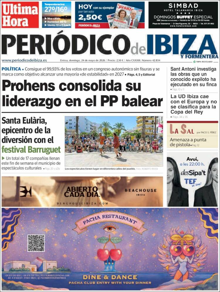 Portada de Periódico de Ibiza (España)