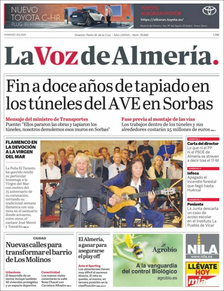 Portada de La Voz de Almería (España)