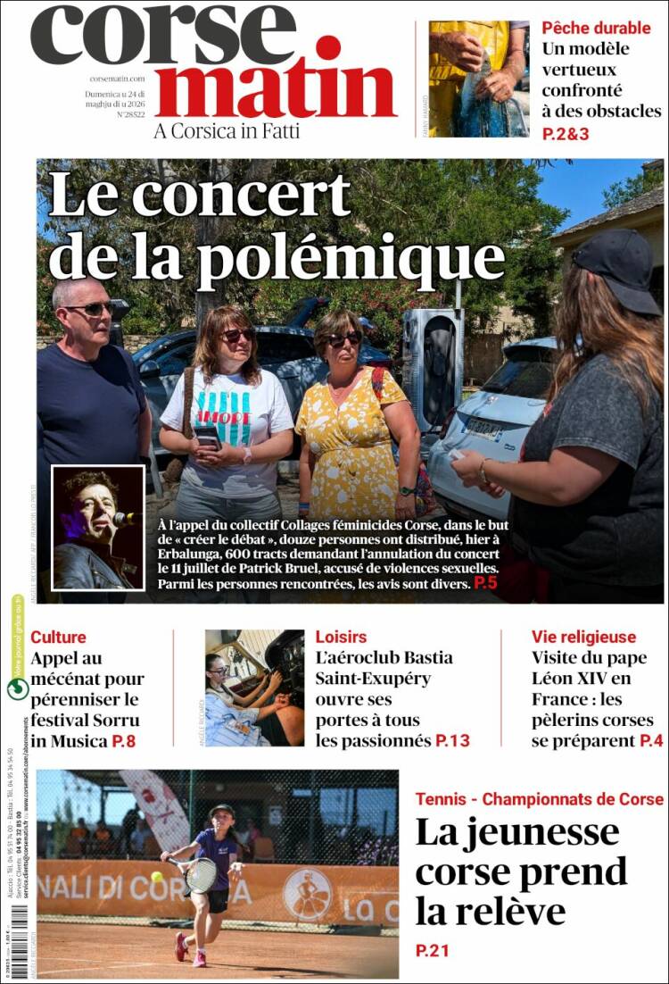 Portada de Corse-Matin (Francia)