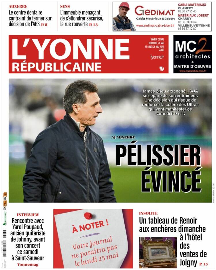 Portada de L'Yonne-Républicaine (Francia)