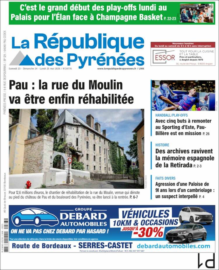 Portada de La République des Pyrénées (Francia)