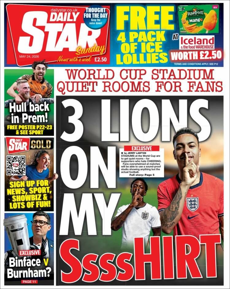 Portada de Daily Star (Reino Unido)