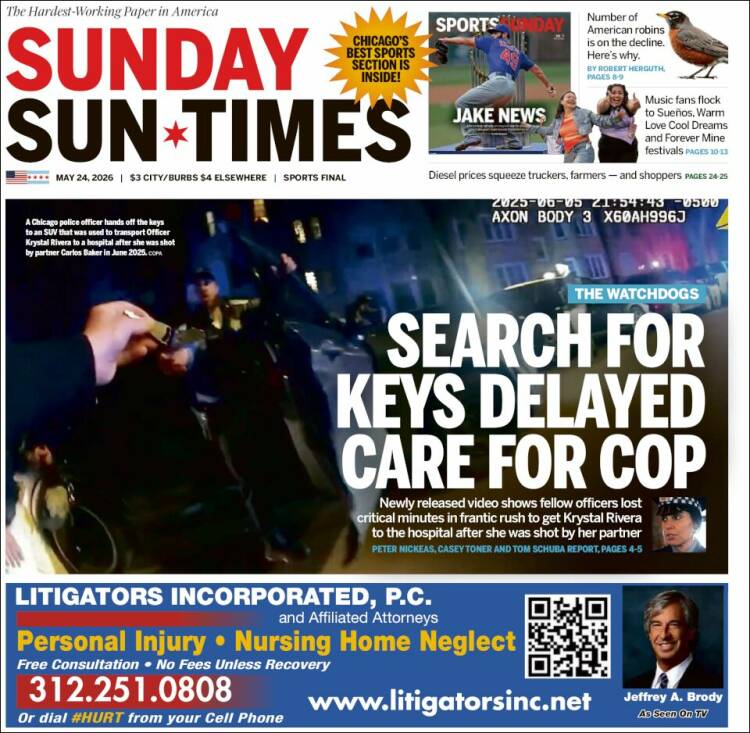 Portada de Chicago Sun-Times (USA)